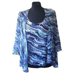 JM Collection Large Abstract Top Petite Large